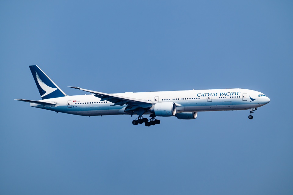 CX B-HUI キャセイパシフィック航空 Aviationtag 薄水色 Aviationtag Boeing B747 Light Blue Aircraft Skin Tag (B-HUI)
