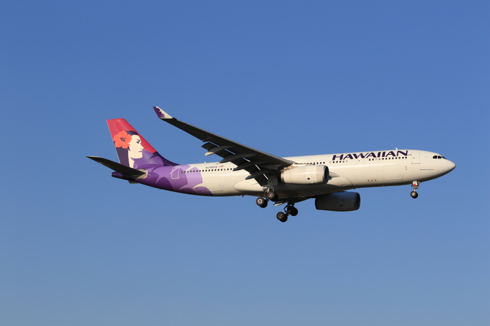 HAWAIIAN AIRLINES A330-200 ハワイアン航空 エアバス ハワイアン航空 Airbus A330-200 N386HA 横田基地 航空フォト